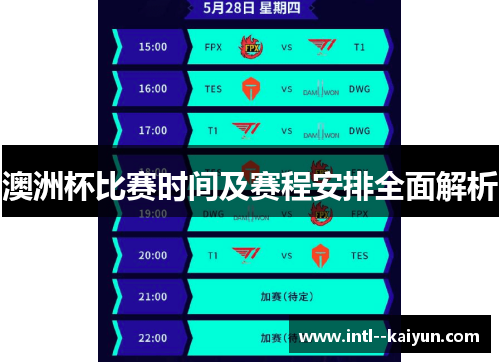 澳洲杯比赛时间及赛程安排全面解析 澳洲杯比赛时间及赛程安排全面解析